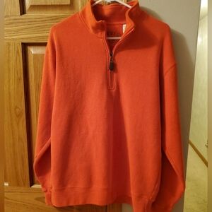 Orvis Men's Pull Over 1/4 Zip Fly Fishing Orange Size Medium Knit Sweatshirt
